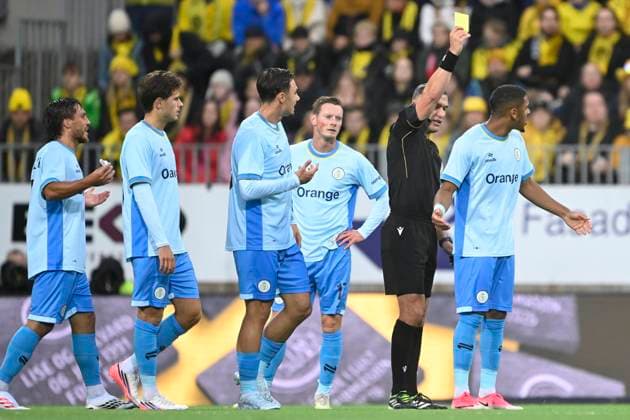 Bodo Glimt v Royale Union Saint-Gilloise - UEFA Champions League BODO, NORWAY - AUGUST 11 : Smith Guilherme forward of Royale Union Saint-Gilloise is shown a yellow card by referee Kovacs Istvan (ROU) during the UEFA Champions League 2026 27 third qualifying round second leg between Bodo Glimt and Royale Union Saint-Gilloise on August 11, 2026 in Bodo, Norway, 11 08 2026 Bodo Norway  Copyright: xNicoxVereeckenx