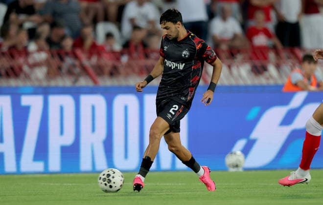 Crvena Zvezda v Hapoel Beer Sheva, UEFA Champions League, third qualifying round, 2nd leg Season 2026 2027 Belgrade, Serbia. 11th August, 2026. Hapoel s Guy Mizrahi during the UEFA Champions League, third qualifying round, 2nd leg football match between Crvena Zvezda (Red Star) and Hapoel Beer-Sheva at the Rajko Mitic Stadium on August 11, 2026 in Belgrade, Serbia. Belgrade Serbia Copyright: xPedjaxMilosavljevicx x