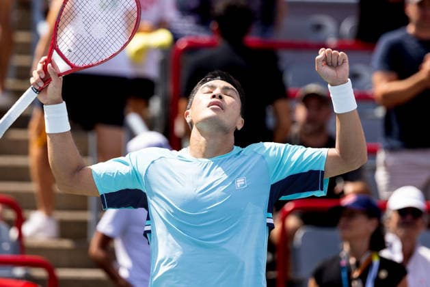 August 11, 2026, Montreal, Quebec, Canada: BRANDON NAKASHIMA (28) from USA reaction in match against Luciano Darderi (19) from Italia in quarter final at Canadian Open at IGA stadium in Montreal, Quebec, Canada on 2026-08-11 Montreal Canada - ZUMAl189 20260811_zsp_l189_018 Copyright: xYannickxLegarex
