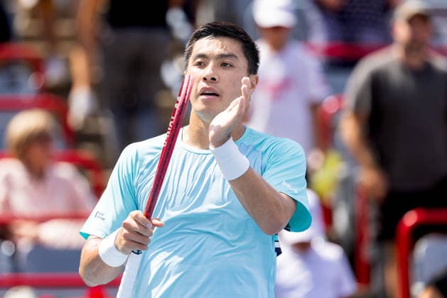 August 11, 2026, Montreal, Quebec, Canada: BRANDON NAKASHIMA (28) from USA reaction in match against Luciano Darderi (19) from Italia in quarter final at Canadian Open at IGA stadium in Montreal, Quebec, Canada on 2026-08-11 Montreal Canada - ZUMAl189 20260811_zsp_l189_019 Copyright: xYannickxLegarex