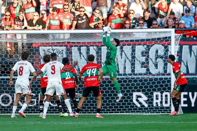 NIJMEGEN , 08-07-2026 , Stadium De Goffert , season 2026 2027 , Third qualifying round UEFA Champions League 2nd leg football , match between NEC Nijmegen and Olympiacos , picture shows NEC player Gonzalo Crettaz NEC - Olympiacos  x205634093x Copyright: