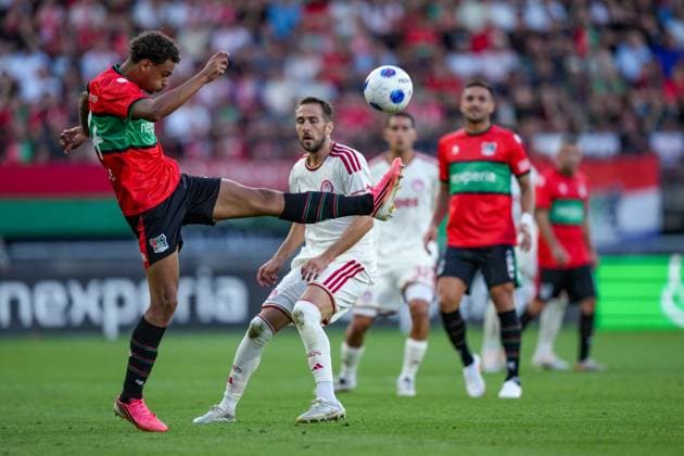 NIJMEGEN , 08-07-2026 , Stadium De Goffert , season 2026 2027 , Third qualifying round UEFA Champions League 2nd leg football , match between NEC Nijmegen and Olympiacos , picture shows NEC player Deveron Fonville NEC - Olympiacos  x205634094x Copyright: