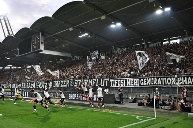 SOCCER - UEFA CL, Sturm vs Fenerbahce GRAZ,AUSTRIA,11.AUG.26 - SOCCER - UEFA Champions League, qualification, SK Sturm Graz vs Fenerbahce Istanbul. Image shows fans (Sturm).  GEPAxpictures xChrisxBauer