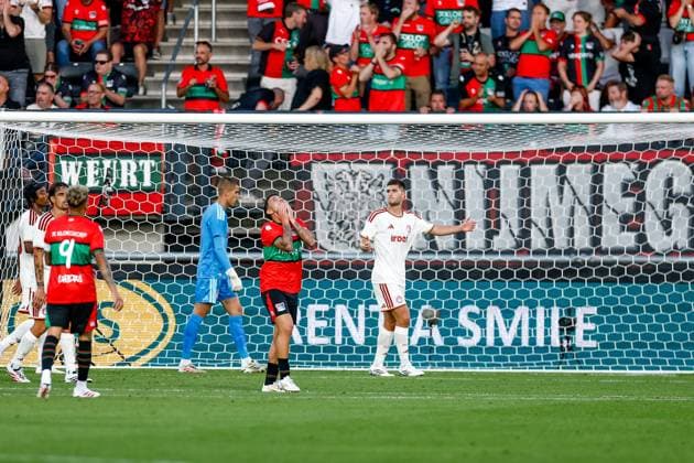 NIJMEGEN , 08-07-2026 , Stadium De Goffert , season 2026 2027 , Third qualifying round UEFA Champions League 2nd leg football , match between NEC Nijmegen and Olympiacos , picture shows NEC player Emre Mor disappointed NEC - Olympiacos  x205634360x Copyright: