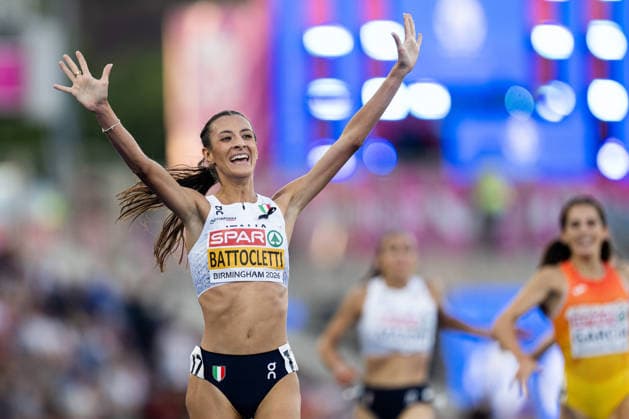 260811 Nadia Battocletti of Italy celebrates after women™s 5000 meter final during day 2 of the 2026 European Athletics Championships on August 11, 2026 in Birmingham. Photo: Mathias Bergeld BILDBYRAN kod MB MT1065 friidrott athletics friidrett friidrotts-em em friidretts-em 2026 european athletics championships 2 bbeng *** August 11, 2026: Nadia Battocletti of Italy celebrates after the women’s 5,000-meter final on Day 2 of the 2026 European Athletics Championships in Birmingham. 2026 in Birmingham. Photo by Mathias Bergeld. BILDBYRAN code MB MT1065. track and field, athletics, friidrett, friidrotts EM, 2026 European Athletics Championships, 2 bbeng  Copyright: MATHIASxBERGELD BB260811MB119