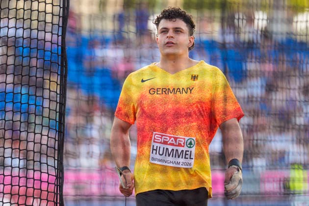 BIRMINGHAM, GREAT BRITAIN - AUGUST 11, 2026 : Merlin HUMMEL (GER Germany) competing in the hammer throw final during the European Athletics Championships at Alexander Stadium on August 11, 2026 in Birmingham, Great Britain. Great Britain Copyright: xLeahxKohringx