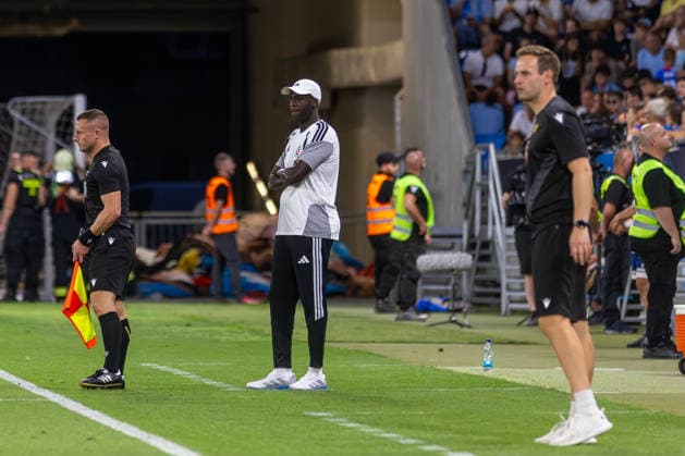Head coach of SK Slovan Bratislava Yaya Toure seen during UEFA Champions league third qualifying round game between teams of SK Slovan Bratislava and Mjallby (Dominika Kortvelyesiova Ball Raw Images) Bratislava Tehelne Pole stadium Slovakia Copyright: xDominikaxKortvelyesiovax DKOR1217