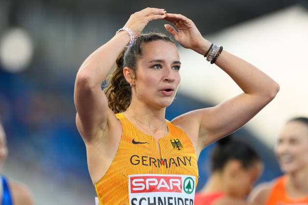BIRMINGHAM, GREAT BRITAIN - August 11: Rosina Schneider (Germany) reaction after the 100 metres hurdles semi-final during the European Athletics Championships 2026 at Alexander Stadium in Birmingham, Great Britain (Photo by Sven Beyrich Sports Press Photo)  Copyright: xSvenxBeyrich SportsxPressxPhotox Sportspressphoto_SPR204341