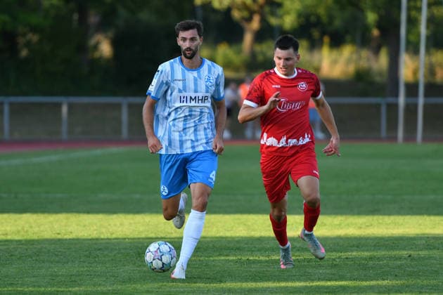 Elvir Zukaj (SV Stuttgarter Kickers, 04), Aaron Leyhr (FC Rottenburg, 32) FC Rottenburg vs. SV Stuttgarter Kickers ,Fussball, WFV-Pokal, Gruppe 3, 3. Runde, Wuerttemberg, Saison 2026 2027, 11.08.2026, FC Rottenburg vs. SV Stuttgarter Kickers ,Fussball, WFV-Pokal, Gruppe 3, 3. Runde, Wuerttemberg, Saison 2026 2027, 11.08.2026 Rottenburg am Neckar *** Elvir Zukaj, SV Stuttgarter Kickers, 04; Aaron Leyhr, FC Rottenburg, 32; FC Rottenburg vs. SV Stuttgarter Kickers; Soccer; WFV Cup; Group 3; 3rd Round; Württemberg; 2026–2027 Season; August 11, 2026, FC Rottenburg vs. SV Stuttgarter Kickers, Soccer, WFV Cup, Group 3, Round 3, Württemberg, 2026–2027 Season, August 11, 2026, Rottenburg am Neckar Copyright: xEibner-Pressefoto RalphxKunzex EP_RKE