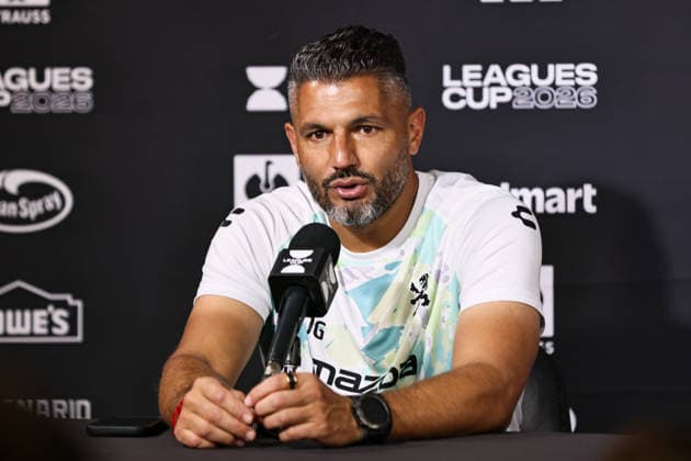 August 11, 2026, Fort Lauderdale, Florida, USA: Javier Gandolfi, Head Coach of Leon speaks with the media during a press conference, PK, Pressekonferenz ahead of the Leagues Cup Phase One match between Inter Miami CF and Leon at Inter Miami Stadium. Soccer 2026: Inter Miami FC Training And Press Conference.  - ZUMAa257 20260811_zsp_a257_025 Copyright: xChrisxArjoonx