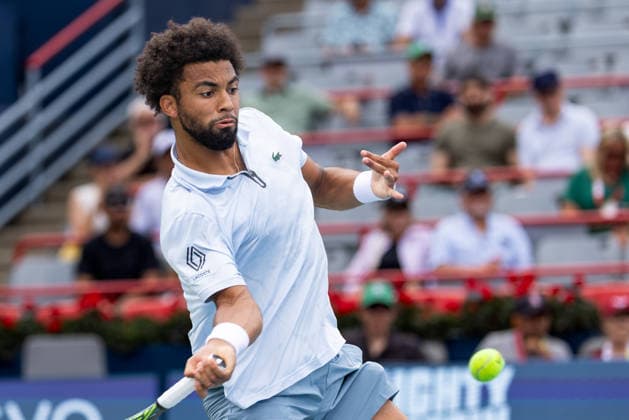 August 11, 2026, Montreal, Quebec, Canada: ARTHUR FILS (18) from France forehand in match against Rafael Jodar (20) from Spain in quarter final at Canadian Open at IGA stadium in Montreal, Quebec, Canada on 2026-08-11 Montreal Canada - ZUMAl189 20260811_zsp_l189_027 Copyright: xYannickxLegarex