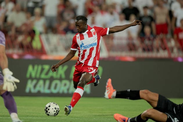 Crvena Zvezda v Hapoel Beer Sheva, UEFA Champions League, third qualifying round, 2nd leg Season 2026 2027 Belgrade, Serbia. 11th August, 2026. Crvena Zvezda s Osman Bukari during the UEFA Champions League, third qualifying round, 2nd leg football match between Crvena Zvezda (Red Star) and Hapoel Beer-Sheva at the Rajko Mitic Stadium on August 11, 2026 in Belgrade, Serbia. Belgrade Serbia Copyright: xPedjaxMilosavljevicx x