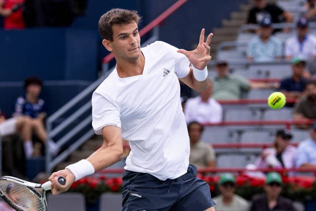 August 11, 2026, Montreal, Quebec, Canada: RAFAEL JODAR (20) from Spain forehand in match against Arthur Fils (18) from France in at quarter final Canadian Open at IGA stadium in Montreal, Quebec, Canada on 2026-08-11 Montreal Canada - ZUMAl189 20260811_zsp_l189_044 Copyright: xYannickxLegarex