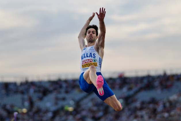 BIRMINGHAM, UNITED KINGDOM - AUGUST 11: Miltiadis Tentoglou of Greece competes in the Men s Long Jump Final during the European Athletics Championships at Alexander Stadium on August 11, 2026 in Birmingham, United Kingdom. England United Kingdom Copyright: xBEAUTIFULxSPORTS TobiasxLacknerx