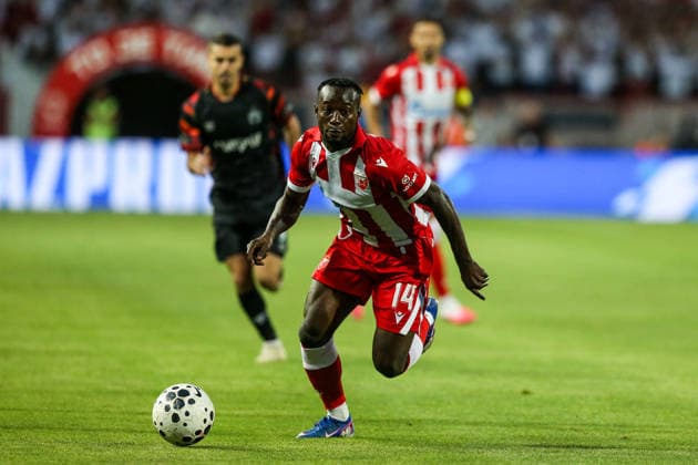 Crvena zvezda v Hapoel Beer Sheva - UEFA Champions League BELGRADE, SERBIA - AUGUST 11: Osman Bukari (14) of Crvena Zvezda in action during UEFA Champions League qualifying match between Red Star Belgrade and Hapoel Beer Sheva at Rajko Mitic Stadium on August 11, 2026. Filip Stevanovic Anadolu Belgrade Serbia. Editorial use only. Please get in touch for any other usage.  Copyright: x2026xAnadoluxFilipxStevanovicx