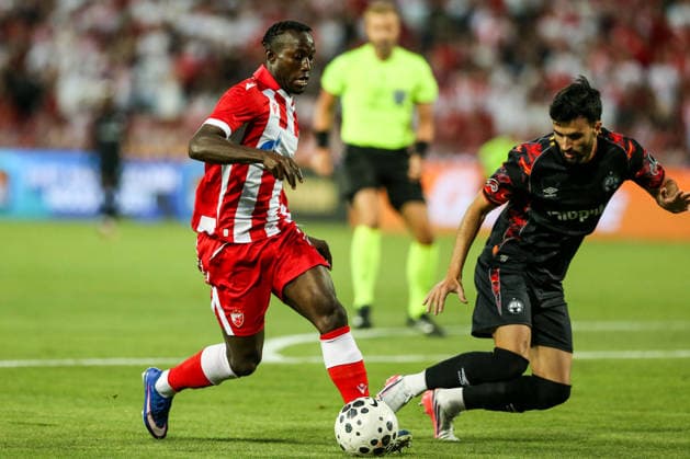 Crvena zvezda v Hapoel Beer Sheva - UEFA Champions League BELGRADE, SERBIA - AUGUST 11: Osman Bukari (14) of Crvena Zvezda in action during UEFA Champions League qualifying match between Red Star Belgrade and Hapoel Beer Sheva at Rajko Mitic Stadium on August 11, 2026. Filip Stevanovic Anadolu Belgrade Serbia. Editorial use only. Please get in touch for any other usage.  Copyright: x2026xAnadoluxFilipxStevanovicx