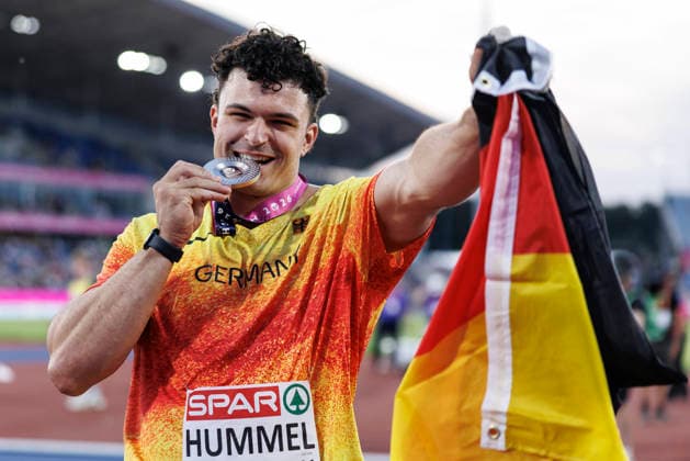 BIRMINGHAM, GREAT BRITAIN - AUGUST 11, 2026 : Merlin HUMMEL (GER Germany) gets Silver in the hammer throw during the European Athletics Championships at Alexander Stadium on August 11, 2026 in Birmingham, Great Britain. Great Britain Copyright: xAxelxKohringx