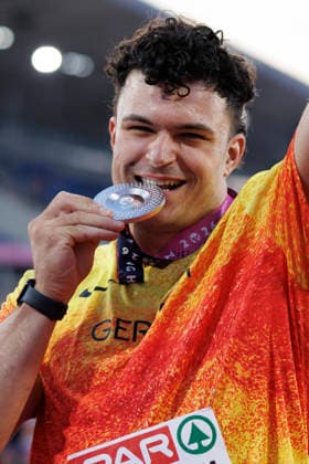 BIRMINGHAM, GREAT BRITAIN - AUGUST 11, 2026 : Merlin HUMMEL (GER Germany) gets Silver in the hammer throw during the European Athletics Championships at Alexander Stadium on August 11, 2026 in Birmingham, Great Britain. Great Britain Copyright: xAxelxKohringx
