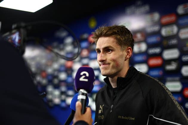 Fotball, Champions League 2025 2026: Bodo Glimt - Union Saint-Gilloise Bodo 20260811. Fredrik Sjovold under kvalifiseringskampen til Champions League mellom Bodo Glimt og Union Saint-Gilloise pa Aspmyra stadion. Foto: Mats Torbergsen NTB Bodo Norge EDITORIAL USE ONLY. RESTRICTED USE FOR BETTING COMPANIES Ref:_SPOQEjiq3G-I5E.jpg *** Soccer, Champions League 2025–2026 Bodo Glimt Union Saint Gilloise Bodo 20260811 Fredrik Sjovold during the Champions League qualifying match between Bodo Glimt and Union Saint Gilloise at Aspmyra Stadium Photo: Mats Torbergsen, NTB Bodo, Norway EDITORIAL USE ONLY; RESTRICTED USE FOR BETTING COMPANIES  Copyright: xMatsxTorbergsenx xNTBx