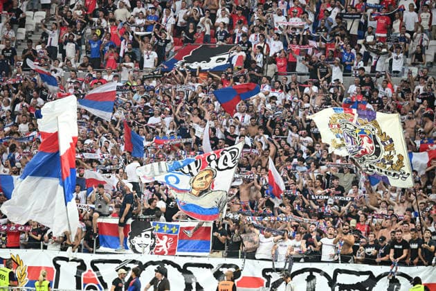 Football : Olympique Lyonnais v Sparta Praha- Qualifying champions league 11 08 2026 Supporters of Lyon during the second leg, 3rd qualifying round match of the Football Champions League between Olympiquer Lyonnais and Sparta Praha ,Czech Republic at Groupama Stadium Decines Charpieu Lyon on August 11, 2026, , France LYONFrance  Copyright: xMouradxAllilix
