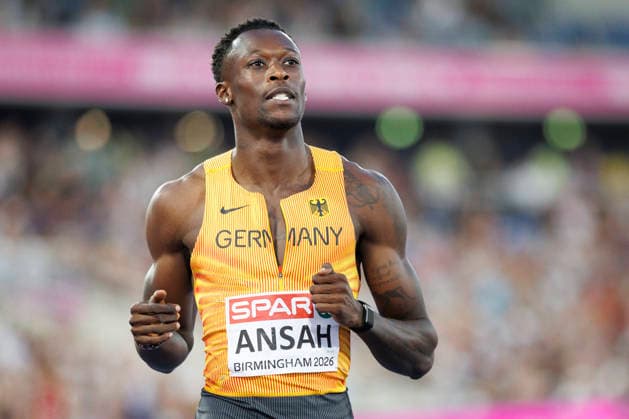 BIRMINGHAM, GREAT BRITAIN - AUGUST 11, 2026 : Owen ANSAH (GER Germany) competing in the 100m (Semi-Final) during the European Athletics Championships at Alexander Stadium on August 11, 2026 in Birmingham, Great Britain. Great Britain Copyright: xAxelxKohringx