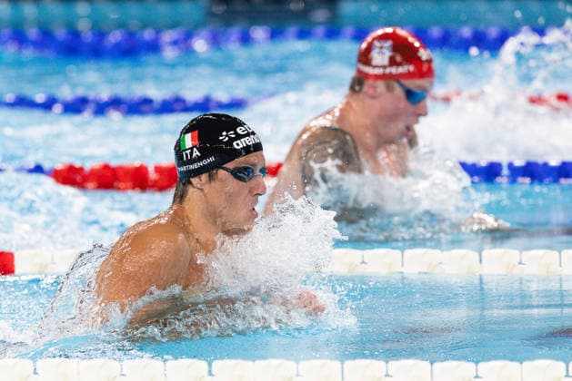 European Aquatics Championships Swimming Day 2 Nicolo Martinenghi, Adam Ramsay-Peaty during European Aquatics Championships Swimming Day 2 in Paris, France, on August 11, 2026 Paris France  Copyright: xFotoxOlimpikx originalFilename:jastrzebowski-european260811_npdab.jpg