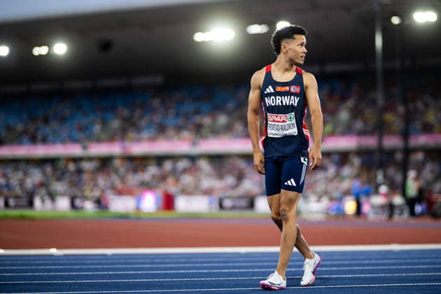 260811 Per Tinius Fremstad-Waldron of Norway competes in men s 100 meter semifinal during day 2 of the 2026 European Athletics Championships on August 11, 2026 in Birmingham. Photo: Maxim Thore BILDBYRAN kod MT MT1065 friidrott athletics friidrett friidrotts-em em friidretts-em 2026 european athletics championships 2 bbeng *** 260811 Per Tinius Fremstad Waldron of Norway competes in the men’s 100-meter semifinal on Day 2 of the 2026 European Athletics Championships on August 11, 2026 in Birmingham. Photo by Maxim Thore. BILDBYRAN code MT MT1065 track and field athletics friidrett friidrotts em em friidretts em 2026 European Athletics Championships 2 bbeng  Copyright: MAXIMxTHORE BB260811MT092