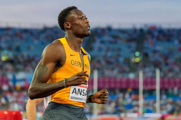 BIRMINGHAM, GREAT BRITAIN - AUGUST 11, 2026 : Owen ANSAH (GER Germany) competing in the 100m semifinal during the European Athletics Championships at Alexander Stadium on August 11, 2026 in Birmingham, Great Britain. Great Britain Copyright: xLeahxKohringx