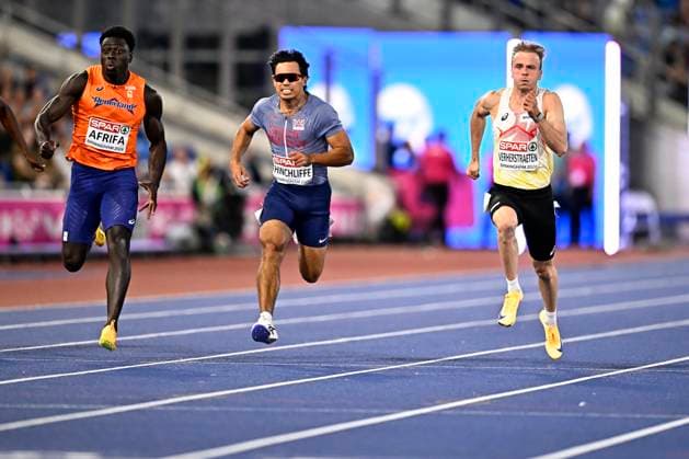 European Athletics Championships Birmingham 2026 - day 2 BIRMINGHAM, ENGLAND - AUGUST 11 : Verherstraeten Simon (BEL) and Afrifa Elvis (NED) in action during the 100m semi-final on day 2 of the Birmingham 2026 European Athletics Championships on August 11, 2026 in Birmingham, England, 11 08 2026 Birmingham ENGLAND  Copyright: xTomasxSiskx