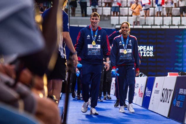 NATATION : Championnat d europe de natation 2026 - PARIS - 11 08 2026 Mary Ambre Moluh (FRA) Maxime Gousset (FRA) Saint DenisFrance  Copyright: xBaptistexAutissierx