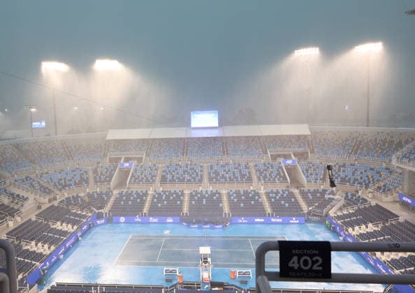 August 11, 2026, Mason, Ohio, USA: Stormy and rainy weather interrupted qualifying matches before tennis tournament WTA, Tennis Damen and ATP, Tennis Herren 1000 Cincinnati Open in Mason, USA. Mason USA - ZUMAc278 20260811_zsp_c278_002 Copyright: xMarcinxCholewinskix