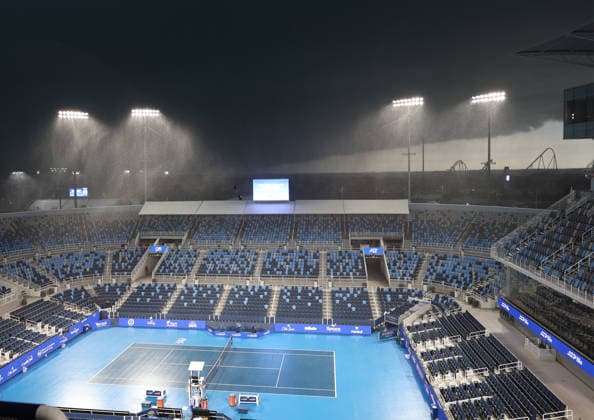 August 11, 2026, Mason, Ohio, USA: Stormy and rainy weather interrupted qualifying matches before tennis tournament WTA, Tennis Damen and ATP, Tennis Herren 1000 Cincinnati Open in Mason, USA. Tennis: Cincinnati Open - Stormy Weather During Qualification  - ZUMAc278 20260811_zsp_c278_001 Copyright: xMarcinxCholewinskix