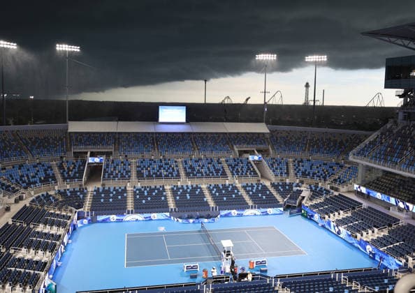 August 11, 2026, Mason, Ohio, USA: Stormy and rainy weather interrupted qualifying matches before tennis tournament WTA, Tennis Damen and ATP, Tennis Herren 1000 Cincinnati Open in Mason, USA. Tennis: Cincinnati Open - Stormy Weather During Qualification  - ZUMAc278 20260811_zsp_c278_003 Copyright: xMarcinxCholewinskix