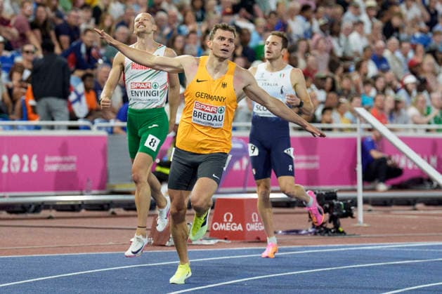 BIRMINGHAM, GREAT BRITAIN - AUGUST 11, 2026 : Jean Paul Bredau (GER Germany) wis his semifinal over 400m during the European Athletics Championships at Alexander Stadium on August 11, 2026 in Birmingham, Great Britain. Great Britain Copyright: xLeahxKohringx