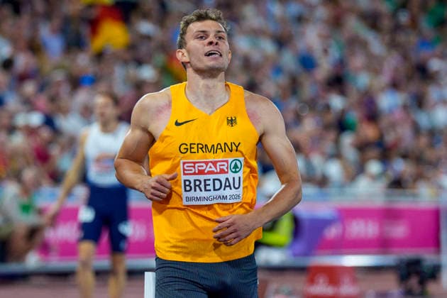 BIRMINGHAM, GREAT BRITAIN - AUGUST 11, 2026 : Jean Paul Bredau (GER Germany) wis his semifinal over 400m during the European Athletics Championships at Alexander Stadium on August 11, 2026 in Birmingham, Great Britain. Great Britain Copyright: xLeahxKohringx