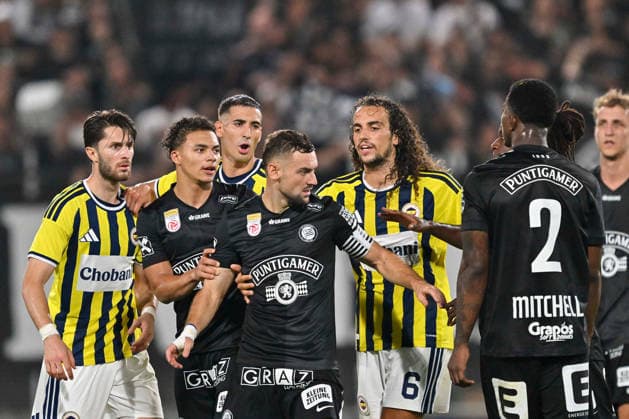 SOCCER - UEFA CL, Sturm vs Fenerbahce GRAZ,AUSTRIA,11.AUG.26 - SOCCER - UEFA Champions League, qualification, SK Sturm Graz vs Fenerbahce Istanbul. Image shows players of both teams.  GEPAxpictures xAvnixRetkoceri