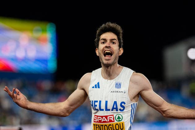 260811 Miltiadis Tentoglou of Greece celebrates in men s long jump final during day 2 of the 2026 European Athletics Championships on August 11, 2026 in Birmingham. Photo: Mathias Bergeld BILDBYRAN kod MB MT1065 friidrott athletics friidrett friidrotts-em em friidretts-em 2026 european athletics championships 2 bbeng *** 260811 Miltiadis Tentoglou of Greece celebrates in the men’s long jump final during Day 2 of the 2026 European Athletics Championships on August 11, 2026 in Birmingham. Photo by Mathias Bergeld. BILDBYRAN code MB MT1065. track and field, athletics, friidrett, friidrotts EM, 2026 European Athletics Championships, 2 bbeng  Copyright: MATHIASxBERGELD BB260811MB142