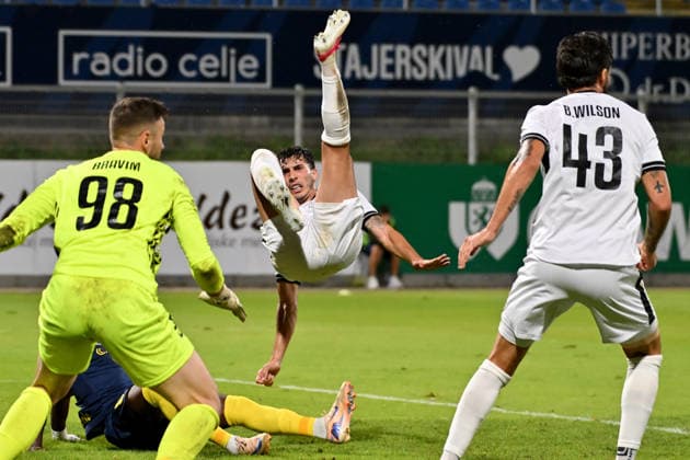 CELJE; SLOVENIA - ARMENIA 11: Edgar Grigoryan of Ararat-Armenia (C) in action against <XX () during the UEFA Champions League QR-3 second match between Celje (Slovenia) and Ararat-Armenia (Armenia) at Stadion Celje, Celje on August 11, 2026 in Celje, Slovenia. (Photo by Igor Kupljenik Sports Press Photo).  Copyright: xIgorxKupljenikx xSPPx Sportspressphoto_SPR204354