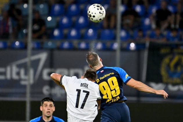 CELJE; SLOVENIA - ARMENIA 11: Matej Poplatnik of Celje (R) in action during the UEFA Champions League QR-3 second match between Celje (Slovenia) and Ararat-Armenia (Armenia) at Stadion Celje, Celje on August 11, 2026 in Celje, Slovenia. (Photo by Igor Kupljenik Sports Press Photo).  Copyright: xIgorxKupljenikx xSPPx Sportspressphoto_SPR204359