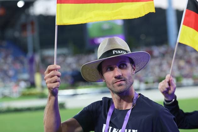 Christian Kukuk (GER) beim Einzug der Sportler, Eröffnungsfeier , Opening ceremony , AACHEN - FEI World Championships 2026, Weltfest des Pferdesports, Reitsport Weltmeisterschaft 2026, Aachen 2026, Welcome Home 2026, Aachener Soers, 11. bis 23. August 2026, Reitsport, 11.08.2026, Aachen Aachener Soers Deutschland *** Christian Kukuk (GER) during the athletes parade, Opening Ceremony, AACHEN FEI World Championships 2026, World Festival of Equestrian Sports, 2026 World Equestrian Games, Aachen 2026, Welcome Home 2026, Aachen Soers, August 11–23, 2026, Equestrian Sports, August 11, 2026, Aachen Soers, Germany