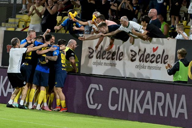 CELJE; SLOVENIA - ARMENIA 11: Team Celje celebrated score during the UEFA Champions League QR-3 second match between Celje (Slovenia) and Ararat-Armenia (Armenia) at Stadion Celje, Celje on August 11, 2026 in Celje, Slovenia. (Photo by Igor Kupljenik Sports Press Photo).  Copyright: xIgorxKupljenikx xSPPx Sportspressphoto_SPR204365