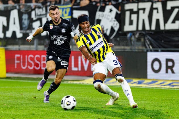 GRAZ, AUSTRIA - 11 AUGUST 2026: Image shows Brown Archie (Fenerbahce, 3) during UEFA Champions League 2026 27 Third Qualifying Round, Second Leg: SK Sturm Graz vs Fenerbahce SK at Stadion Graz Liebenau on 11 08 2026 in Graz, Austria. Austria Copyright: xFröhlichxPascalx