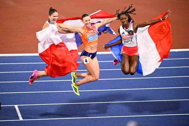 European Athletics Championships Birmingham 2026 - day 2 BIRMINGHAM, ENGLAND - AUGUST 11 : Visser Nadine (NED) and Bapte Laeticia (FRA) in action during the 100m hurdles final on day 2 of the Birmingham 2026 European Athletics Championships on August 11, 2026 in Birmingham, England, 11 08 2026 Birmingham ENGLAND  Copyright: xTomasxSiskx
