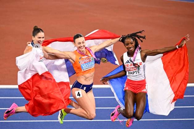 European Athletics Championships Birmingham 2026 - day 2 BIRMINGHAM, ENGLAND - AUGUST 11 : Visser Nadine (NED) and Bapte Laeticia (FRA) in action during the 100m hurdles final on day 2 of the Birmingham 2026 European Athletics Championships on August 11, 2026 in Birmingham, England, 11 08 2026 Birmingham ENGLAND  Copyright: xTomasxSiskx