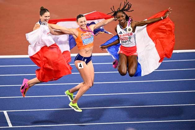 European Athletics Championships Birmingham 2026 - day 2 BIRMINGHAM, ENGLAND - AUGUST 11 : Visser Nadine (NED) and Bapte Laeticia (FRA) in action during the 100m hurdles final on day 2 of the Birmingham 2026 European Athletics Championships on August 11, 2026 in Birmingham, England, 11 08 2026 Birmingham ENGLAND  Copyright: xTomasxSiskx