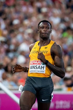 11.08.2026, GBR, Leichtathletik, Europameisterschaft 2026, Abendsession Tag 2, Birmingham Owen Ansah ( Deutschland ), 100 Meter Sprint Herren, Halbfinale Birmingham Alexander Stadium England Großbritannien *** August 11, 2026, GBR, Track and Field, 2026 European Championships, Evening Session, Day 2, Birmingham, Owen Ansah (Germany), Men s 100-meter dash, Semifinals, Alexander Stadium, Birmingham, England, Great Britain Copyright: xNordphoto Memmlerx