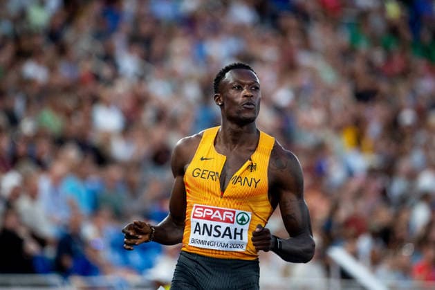 11.08.2026, GBR, Leichtathletik, Europameisterschaft 2026, Abendsession Tag 2, Birmingham Owen Ansah ( Deutschland ), 100 Meter Sprint Herren, Halbfinale Birmingham Alexander Stadium England Großbritannien *** August 11, 2026, GBR, Track and Field, 2026 European Championships, Evening Session, Day 2, Birmingham, Owen Ansah (Germany), Men s 100-meter dash, Semifinals, Alexander Stadium, Birmingham, England, Great Britain Copyright: xNordphoto Memmlerx