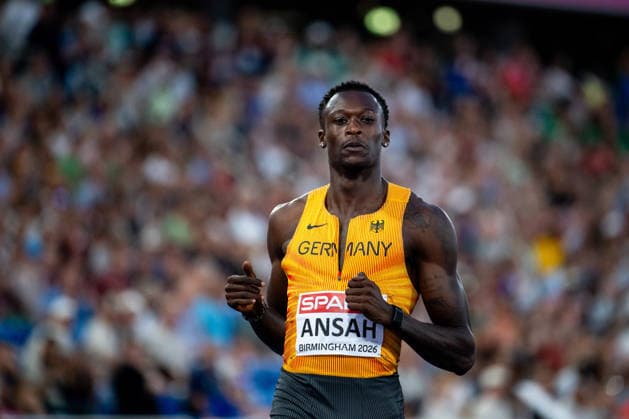 11.08.2026, GBR, Leichtathletik, Europameisterschaft 2026, Abendsession Tag 2, Birmingham Owen Ansah ( Deutschland ), 100 Meter Sprint Herren, Halbfinale Birmingham Alexander Stadium England Großbritannien *** August 11, 2026, GBR, Track and Field, 2026 European Championships, Evening Session, Day 2, Birmingham, Owen Ansah (Germany), Men s 100-meter dash, Semifinals, Alexander Stadium, Birmingham, England, Great Britain Copyright: xNordphoto Memmlerx