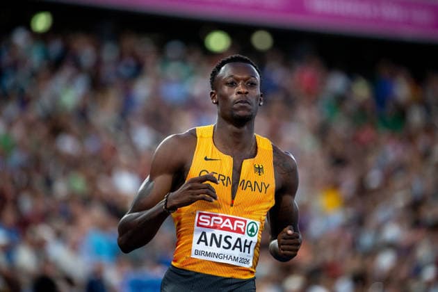 11.08.2026, GBR, Leichtathletik, Europameisterschaft 2026, Abendsession Tag 2, Birmingham Owen Ansah ( Deutschland ), 100 Meter Sprint Herren, Halbfinale Birmingham Alexander Stadium England Großbritannien *** August 11, 2026, GBR, Track and Field, 2026 European Championships, Evening Session, Day 2, Birmingham, Owen Ansah (Germany), Men s 100-meter dash, Semifinals, Alexander Stadium, Birmingham, England, Great Britain Copyright: xNordphoto Memmlerx