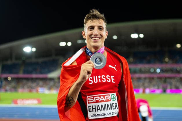 BIRMINGHAM, UNITED KINGDOM - AUGUST 11:Simon Ehammer of Switzerland wins the silver medal in the Men s Long Jump during the European Athletics Championships at Alexander Stadium on August 11, 2026 in Birmingham, United Kingdom. England United Kingdom Copyright: xBEAUTIFULxSPORTS TobiasxLacknerx